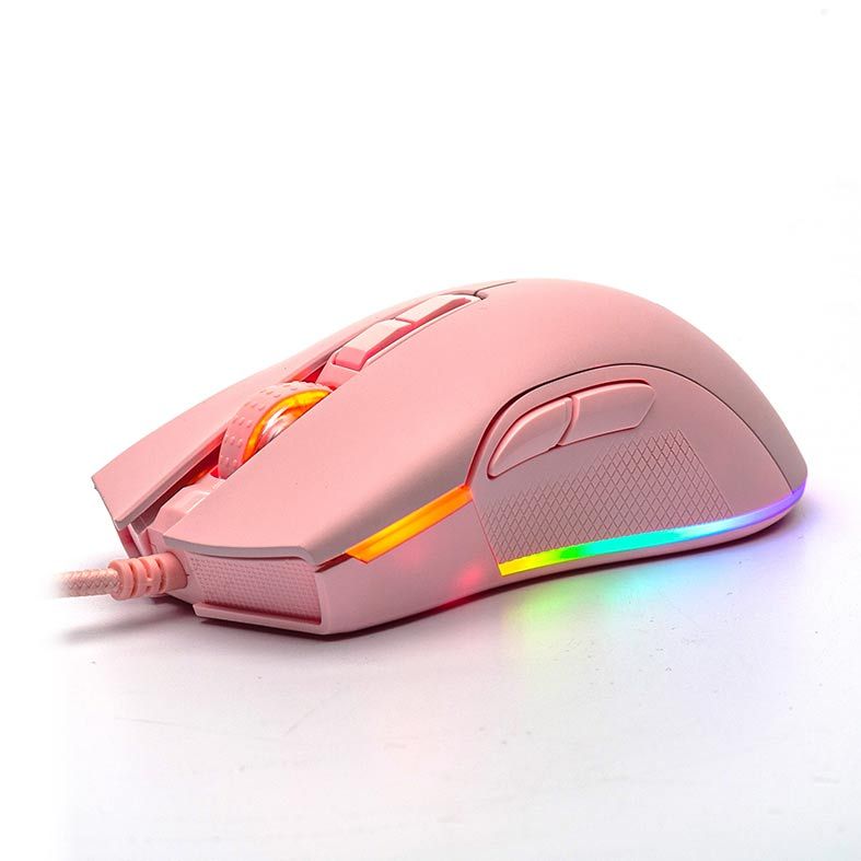Mouse Gamer Motospeed V70 Essential RGB 7 Botões 6400DPI Rosa, FMSMS0085RSA