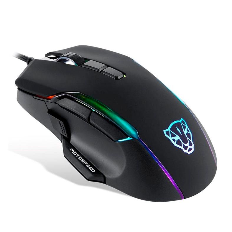 Mouse Gamer Motospeed V90 RGB 10000DPI 9 Botoes Preto, FMSMS0100PTO
