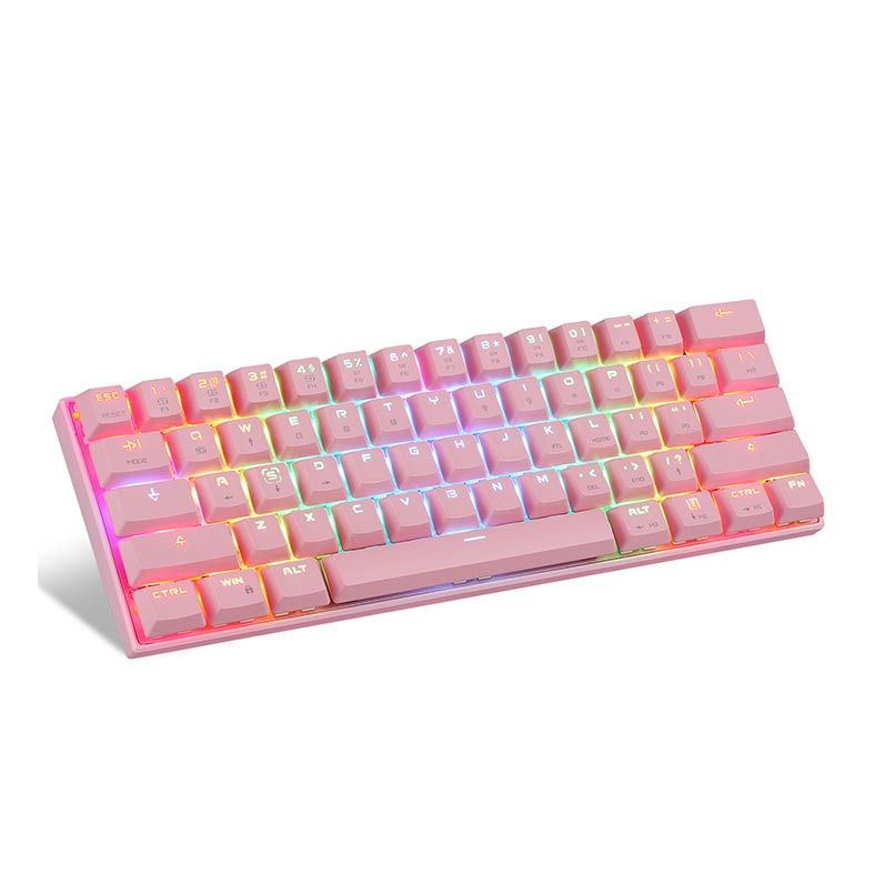 Teclado Mecanico Motospeed CK62 Rosa RGB Switch Vermelho Bluetooth, FMSTC0098RSA