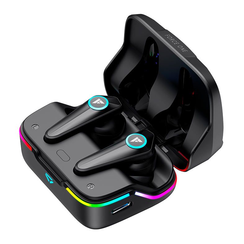 Fone de Ouvido Gamer Force One Sonic Boom, TWS, RGB, Bluetooth, Preto, FR.AU.SB.01