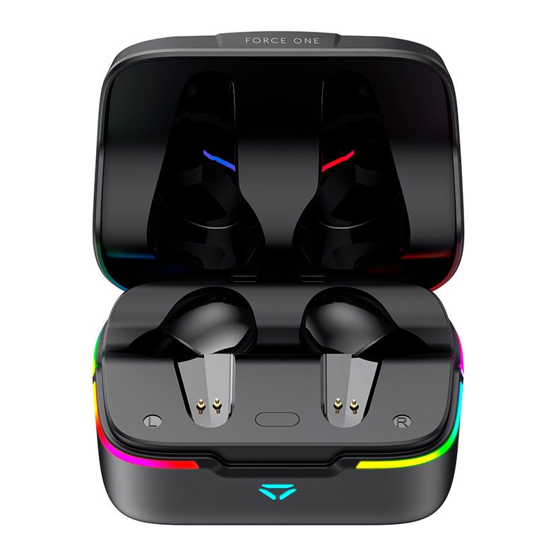 Fone de Ouvido Gamer Force One Sonic Boom, TWS, RGB, Bluetooth, Preto, FR.AU.SB.01