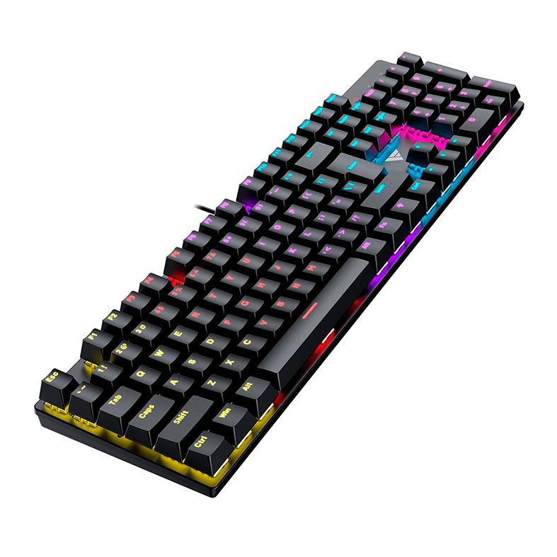 Teclado Mecanico Gamer Force One Avro, Rainbow, US, Switch Azul, Preto e Branco, FRC-AVRO-BL