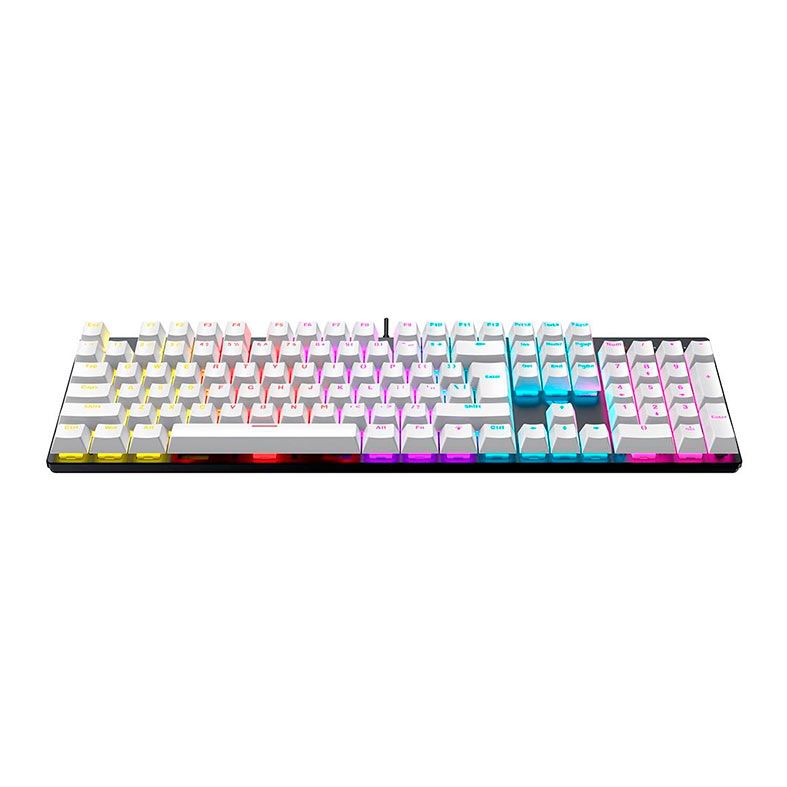 Teclado Mecanico Gamer Force One Avro, Rainbow, US, Switch Azul, Preto e Branco, FRC-AVRO-BL