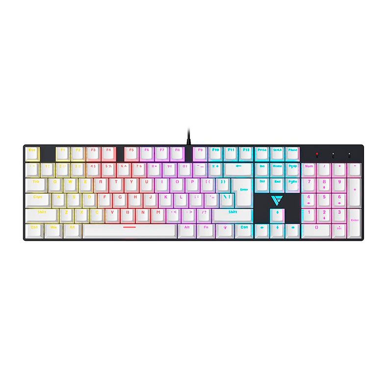 Teclado Mecanico Gamer Force One Avro, Rainbow, US, Switch Azul, Preto e Branco, FRC-AVRO-BL