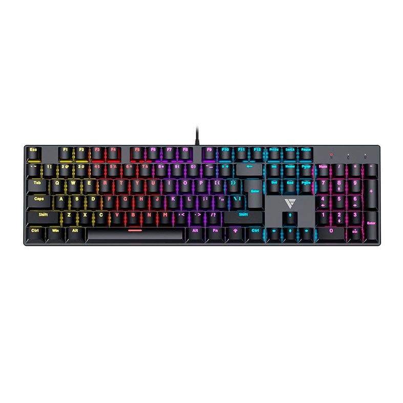 Teclado Mecanico Gamer Force One Avro, Rainbow, US, Switch Azul, Preto e Branco, FRC-AVRO-BL