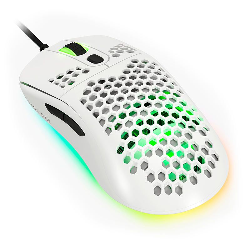 Mouse Gamer Force One Gripen, RGB, 12000DPI, 7 Botoes, Branco, FRC-GRP-WH