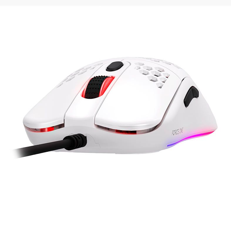 Mouse Gamer Force One Gripen, RGB, 12000DPI, 7 Botoes, Branco, FRC-GRP-WH