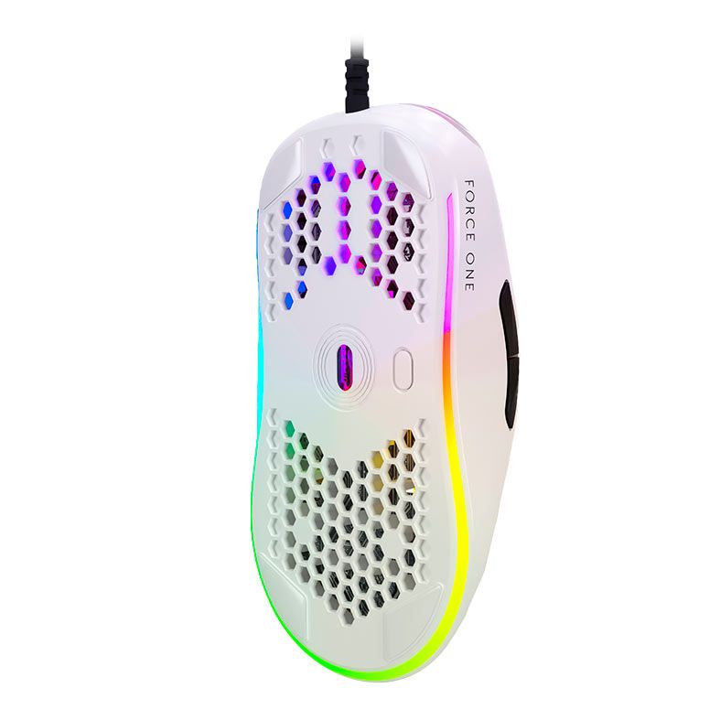 Mouse Gamer Force One Gripen, RGB, 12000DPI, 7 Botoes, Branco, FRC-GRP-WH
