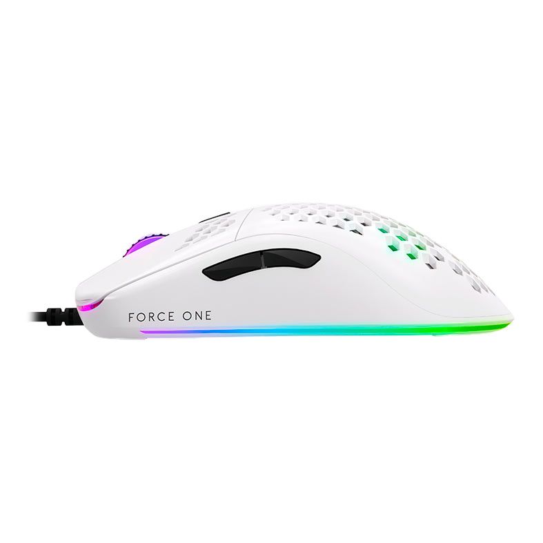 Mouse Gamer Force One Gripen, RGB, 12000DPI, 7 Botoes, Branco, FRC-GRP-WH