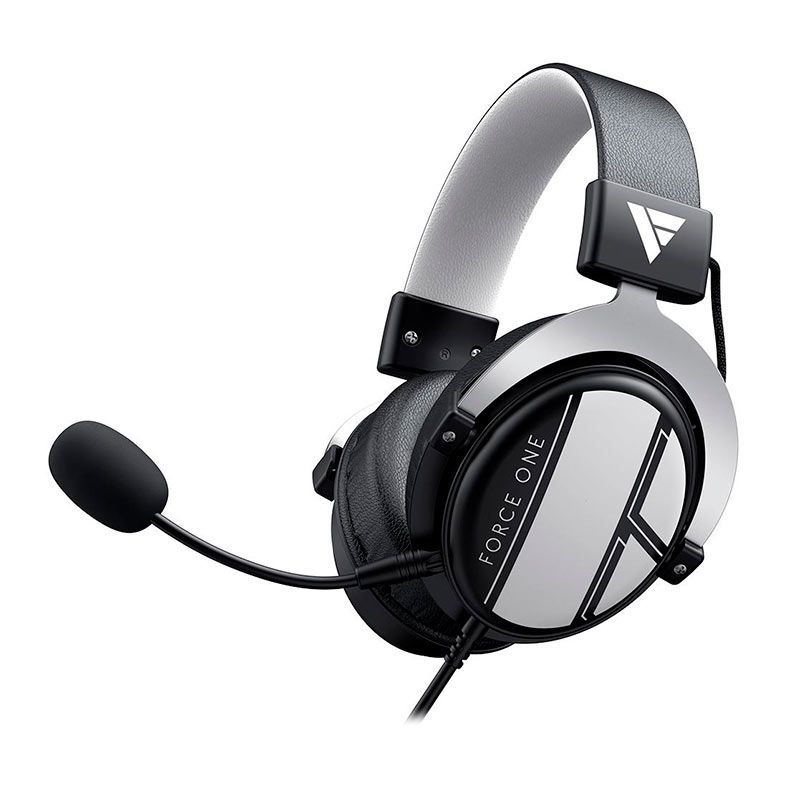 Headset Gamer Force One Spitfire, Drivers 50mm, Preto e Prata, FRC-SPIT-F