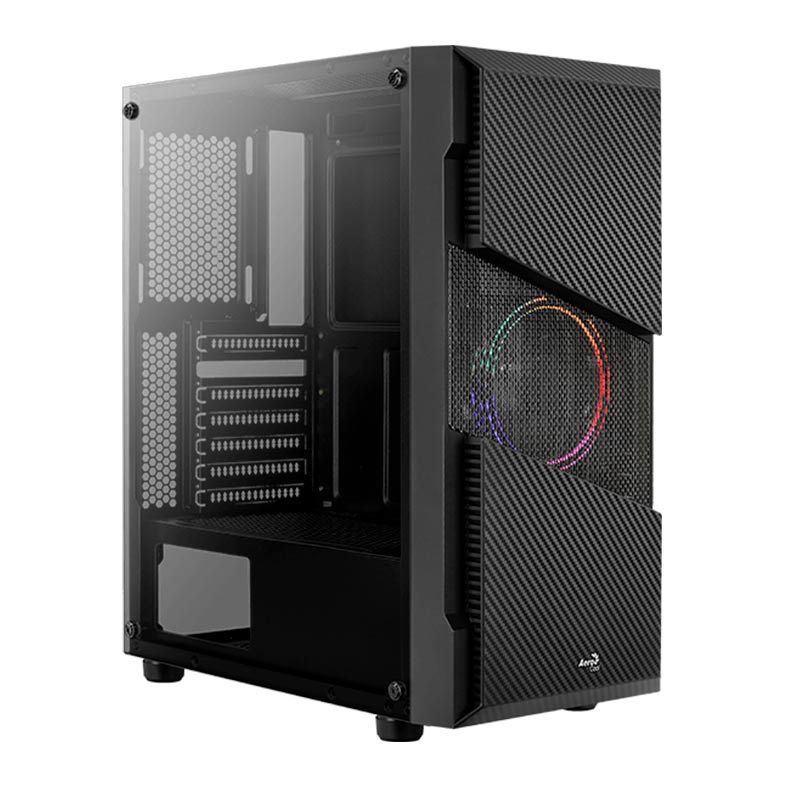 Gabinete Aerocool Menace Saturn Vidro Temp Preto, FRGB-G-BK-V1