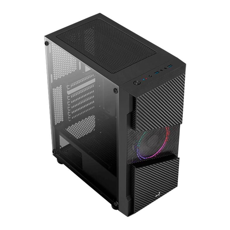 Gabinete Aerocool Menace Saturn Vidro Temp Preto, FRGB-G-BK-V1