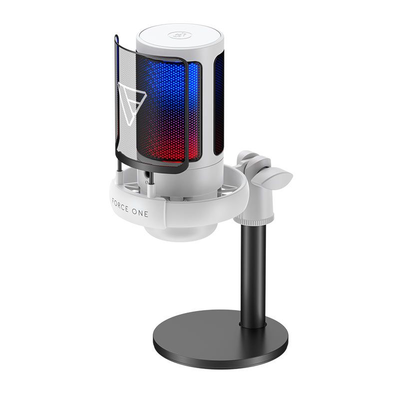 Microfone Force One Hero, RGB, USB, Preto, FR.MC.HE.01
