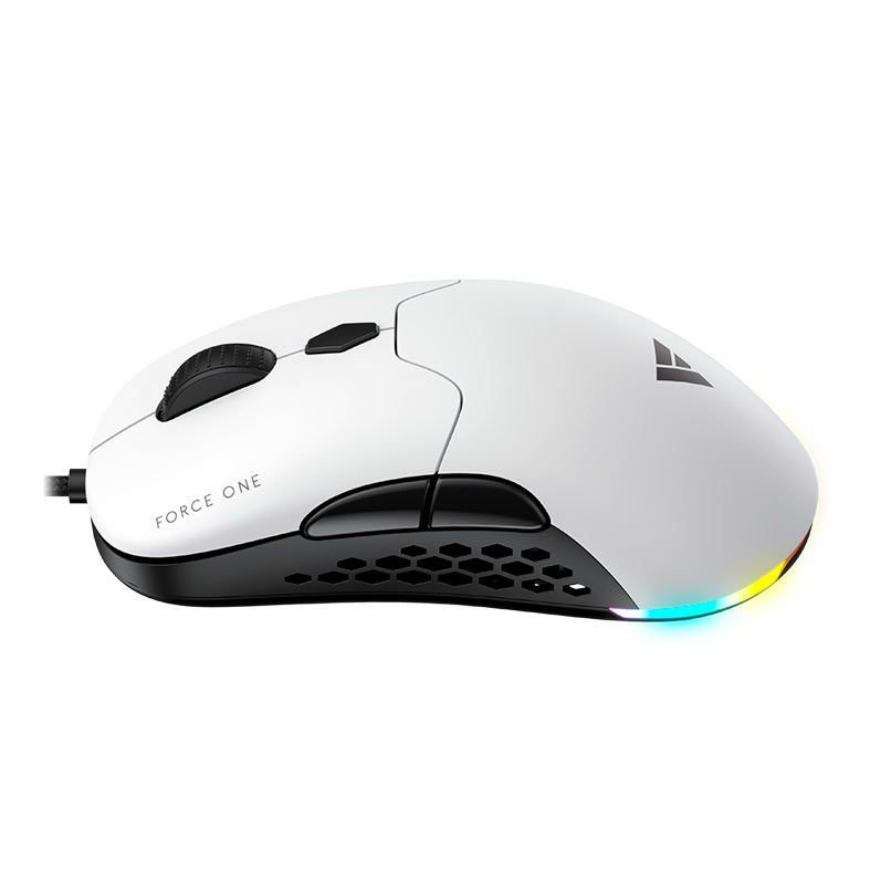 Mouse Gamer Force One Lynx, 19000DPI,  RGB, Wireless e USB-C, Preto e Branco, FR.MO.LX.01