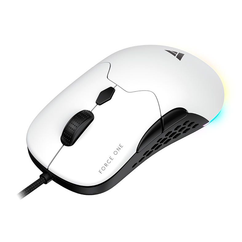 Mouse Gamer Force One Lynx, 19000DPI,  RGB, Wireless e USB-C, Preto e Branco, FR.MO.LX.01