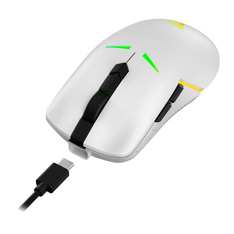 Mouse Gamer Force One Sirius, 10000DPI, RGB, Wireless e USB-C, Branco, FR.MO.SR.01