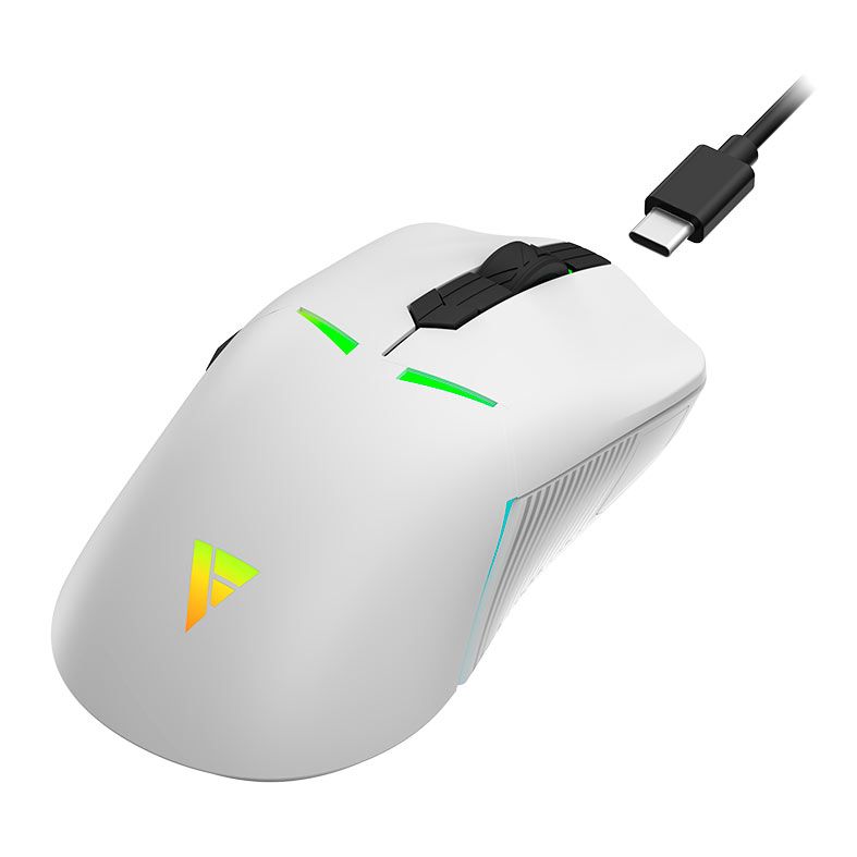 Mouse Gamer Force One Sirius, 10000DPI, RGB, Wireless e USB-C, Branco, FR.MO.SR.01