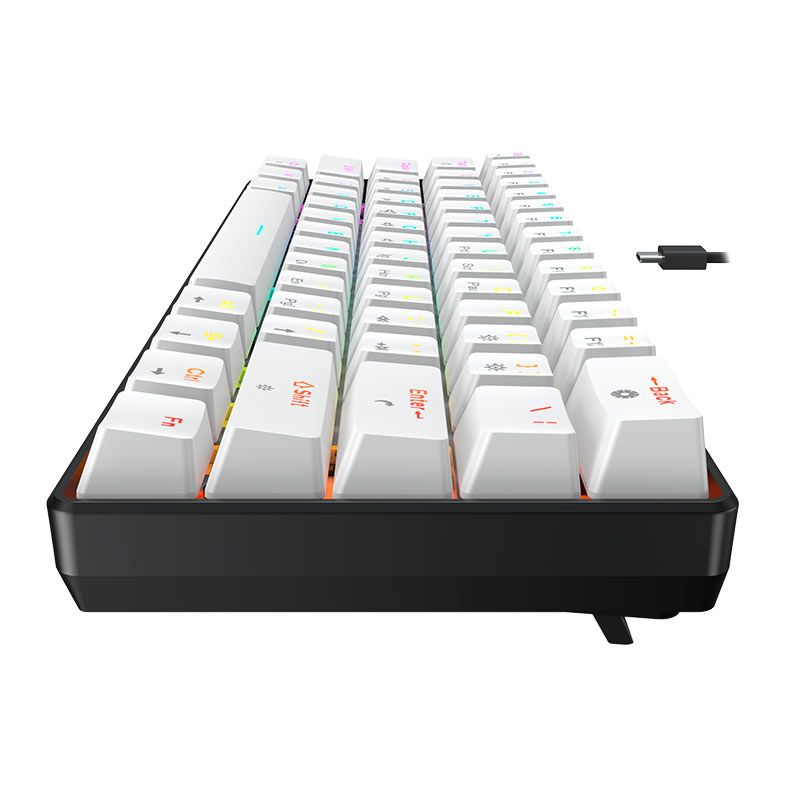 Teclado Mecanico Gamer Force One Atlas, RGB, ABNT, Compacto, Switch Red, Branco, FR.TC.A6.01