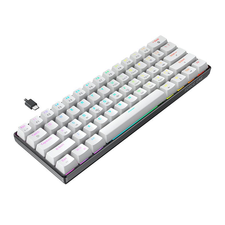 Teclado Mecanico Gamer Force One Atlas, RGB, ABNT, Compacto, Switch Red, Branco, FR.TC.A6.01