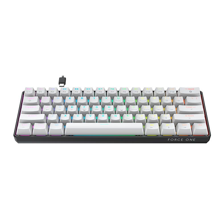 Teclado Mecanico Gamer Force One Atlas, RGB, ABNT, Compacto, Switch Red, Branco, FR.TC.A6.01