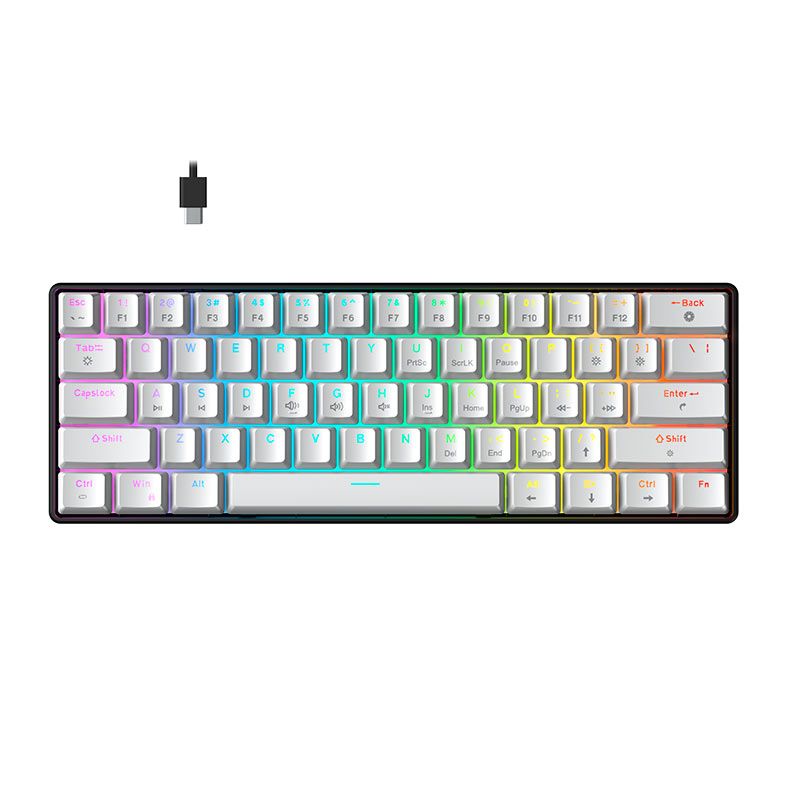 Teclado Mecanico Gamer Force One Atlas, RGB, ABNT, Compacto, Switch Red, Branco, FR.TC.A6.01