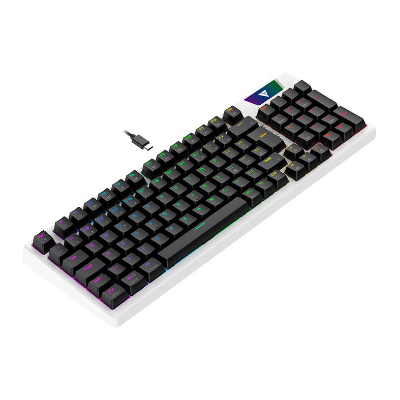 Teclado Mecanico Gamer Force One Atlas Pro, RGB, ABNT, Switch Red, Branco e Preto, FR.TC.AP.01