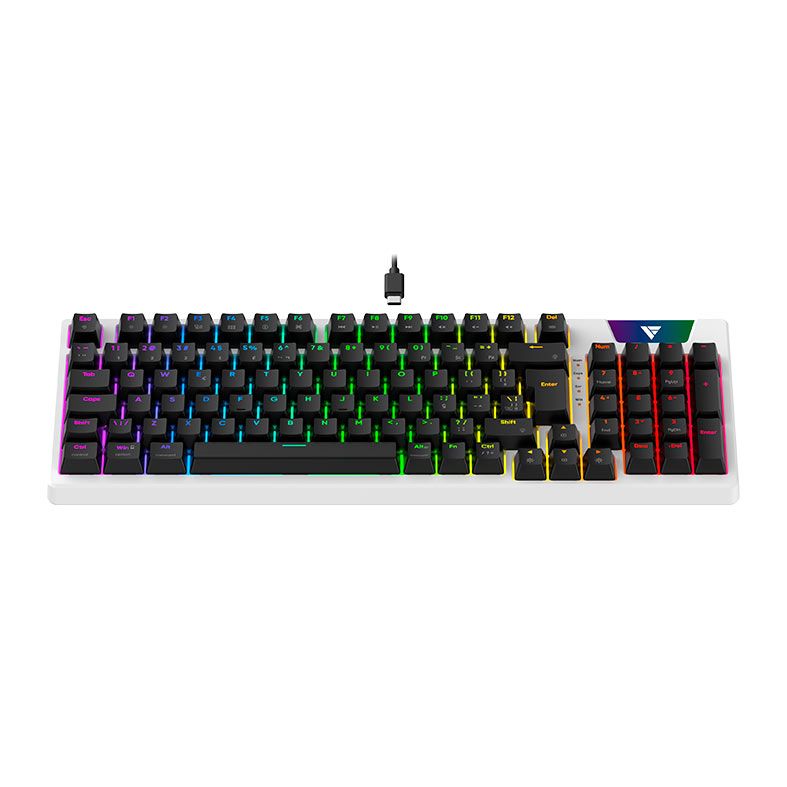Teclado Mecanico Gamer Force One Atlas Pro, RGB, ABNT, Switch Red, Branco e Preto, FR.TC.AP.01