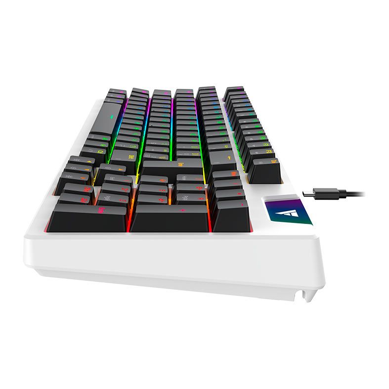 Teclado Mecanico Gamer Force One Atlas Pro, RGB, ABNT, Switch Red, Branco e Preto, FR.TC.AP.01