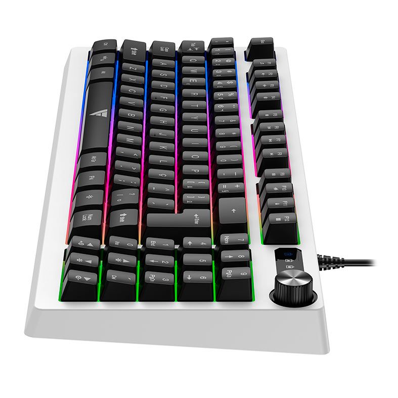 Teclado Gamer Force One Spectre, RGB, ABNT2, Branco e Preto, FR.TC.SP.01