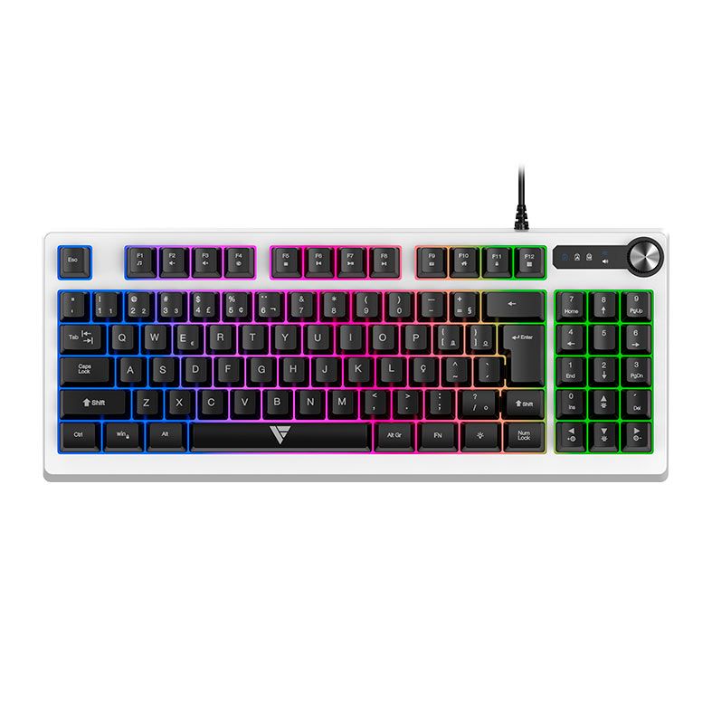 Teclado Gamer Force One Spectre, RGB, ABNT2, Branco e Preto, FR.TC.SP.01