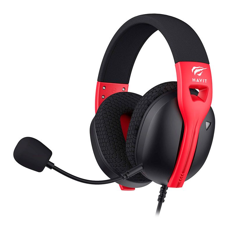Headset Gamer Havit Fuxi- H5D, Drivers 50mm, Preto e Vermelho, HVGMH-FUXI-H5D-BR