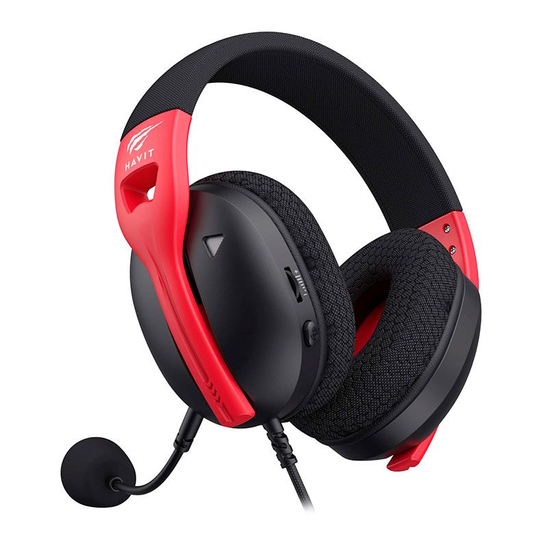 Headset Gamer Havit Fuxi- H5D, Drivers 50mm, Preto e Vermelho, HVGMH-FUXI-H5D-BR
