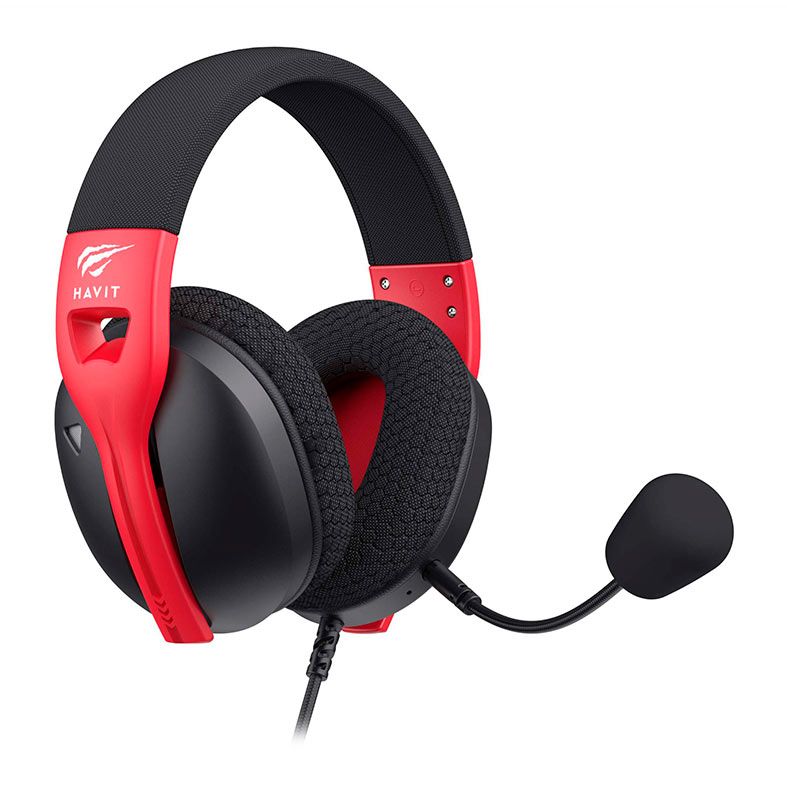 Headset Gamer Havit Fuxi- H5D, Drivers 50mm, Preto e Vermelho, HVGMH-FUXI-H5D-BR