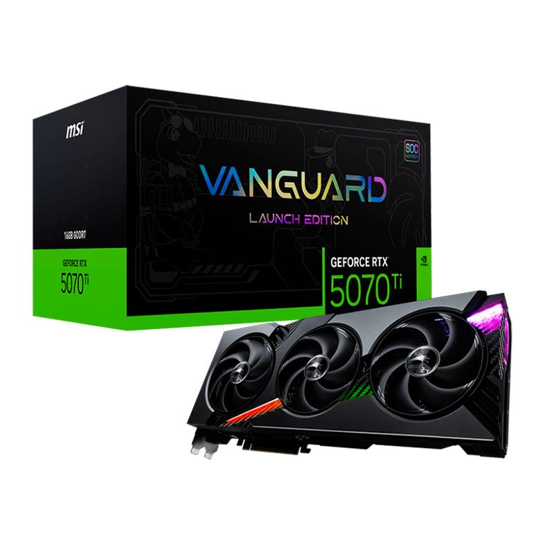 Placa de Video MSI GeForce RTX 5070 Ti Vanguard SOC Launch Edition, 16GB, GDDR7, 256-bit, G507T-16VGSL - PRE VENDA