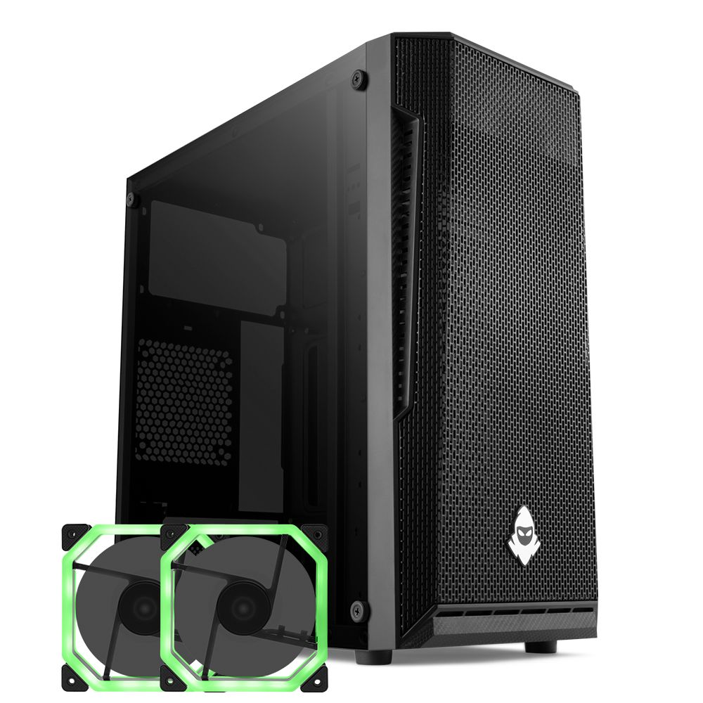 Mancer Kit Upgrade, Gabinete Mancer Stealth + Ventoinhas Mancer Ventus Verde (2x120mm)