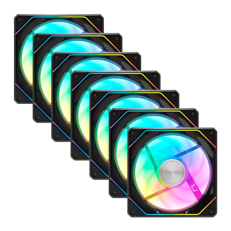 Kit Ventoinhas Magnéticas Aigo Darkflash Gauss G24, ARGB, 7x120mm, Preto, GAUSS24-ARGB-7BK 