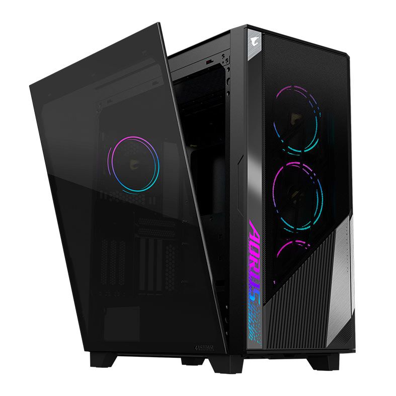 Gabinete Gamer Gigabyte Aorus C500 Glass, RGB, Mid-Tower, Lateral de Vidro, 4 Fans, Preto, GB-AC500G