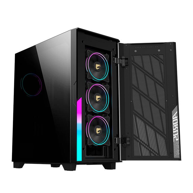 Gabinete Gamer Gigabyte Aorus C500 Glass, RGB, Mid-Tower, Lateral de Vidro, 4 Fans, Preto, GB-AC500G