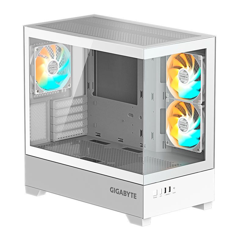 Gabinete Gamer Gigabyte C201 Panoramic Ice, ARGB, Mid-Tower, Lateral de Vidro, Com 3 Fans, Branco, GB-C201PI