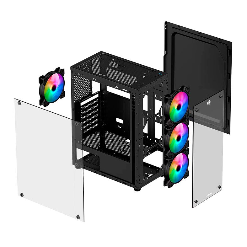 Gabinete Gamer Hayom GB1729, RGB, Lateral de Vidro, Com 4 Fans, Preto, GB1729