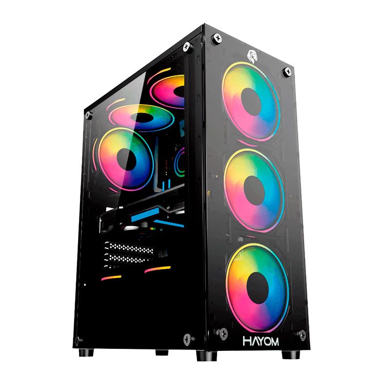 Gabinete Gamer Hayom GB1729, RGB, Lateral de Vidro, Com 4 Fans, Preto, GB1729