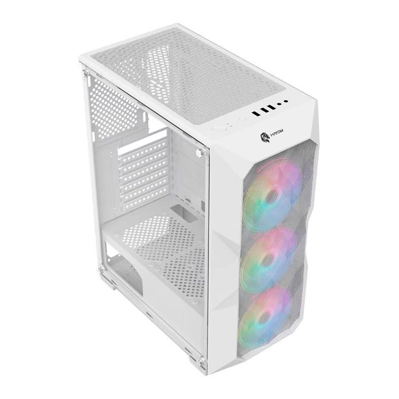 Gabinete Gamer Hayom GB1730,  Mid-Tower, Lateral de Vidro, Com 3 Fans, Branco, GB1730