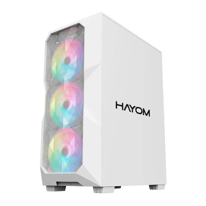 Gabinete Gamer Hayom GB1730,  Mid-Tower, Lateral de Vidro, Com 3 Fans, Branco, GB1730