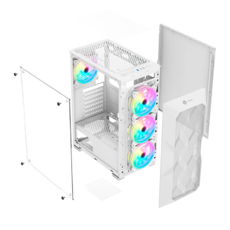 Gabinete Gamer Hayom GB1730,  Mid-Tower, Lateral de Vidro, Com 3 Fans, Branco, GB1730