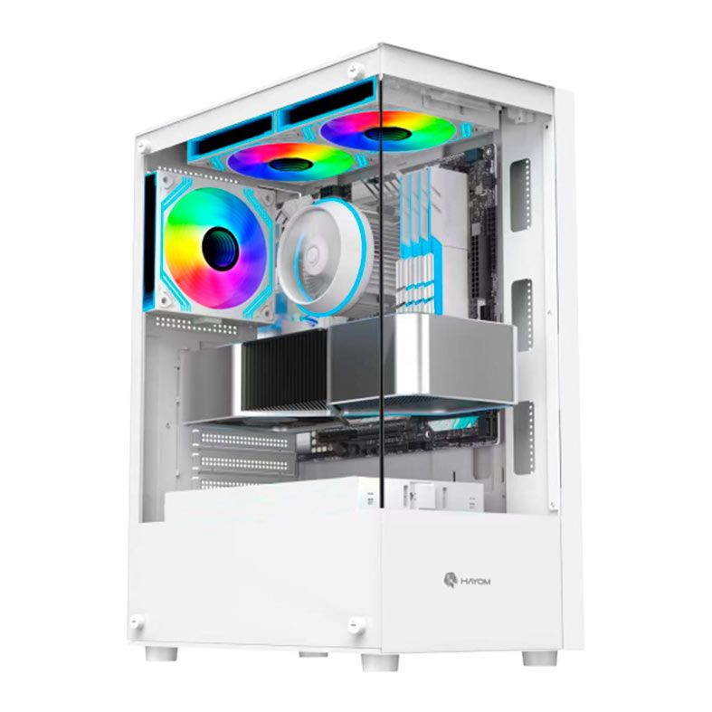 Gabinete Gamer Hayom GB1793, RGB, Mid-Tower, Lateral de Vidro, Com 3 Fans. Branco, GB1793