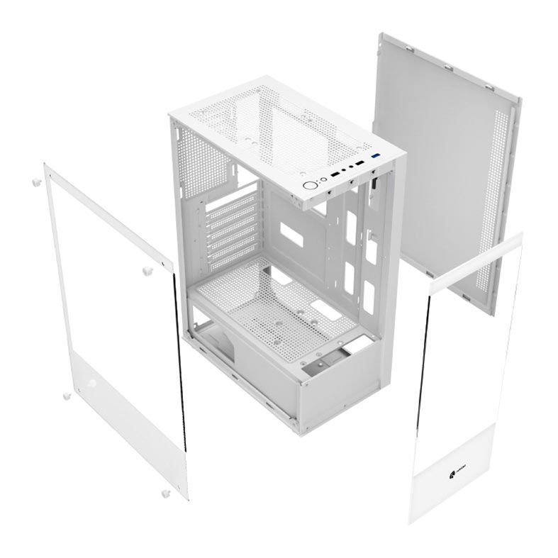 Gabinete Gamer Hayom GB1793, RGB, Mid-Tower, Lateral de Vidro, Com 3 Fans. Branco, GB1793