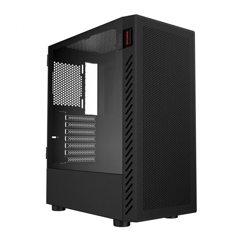 Gabinete Gamer Pcyes Bolter Black Vulcan, Mid-Tower, Lateral de Vidro, GBBVPBR