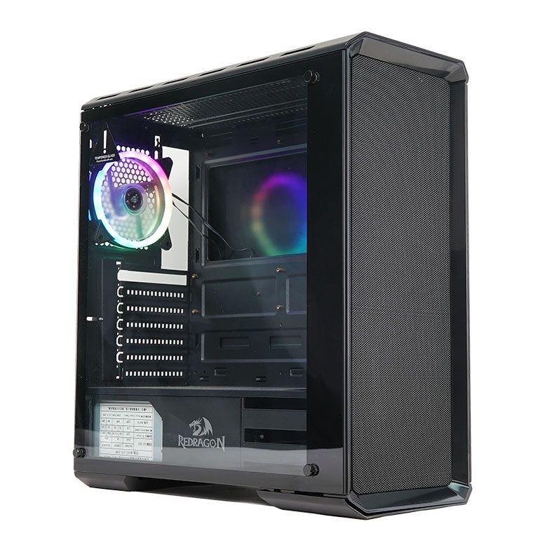 Gabinete Gamer Redragon Grimlock, RGB, Mid Tower, Lateral de Vidro, Com 1 fan, Preto, GC-602-1
