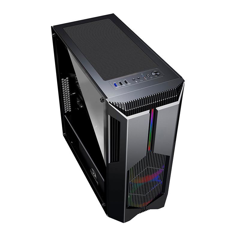Gabinete Gamer Redragon Grindor RGB Lateral Vidro Temp Preto, GC-616