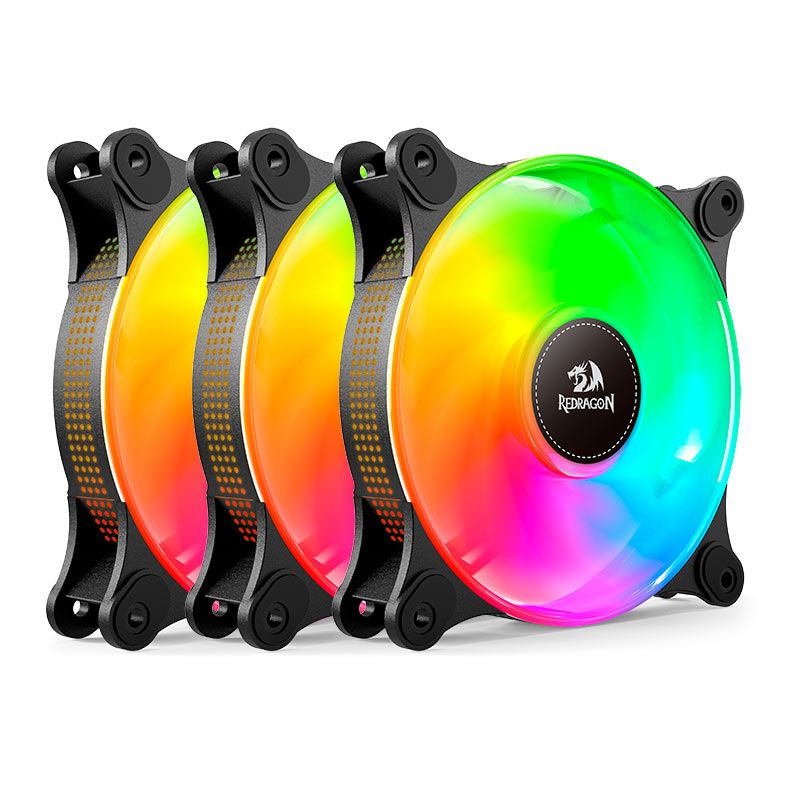 Kit Ventoinhas Redragon GC-F013, ARGB, 3x120mm, Preto, GC-F013